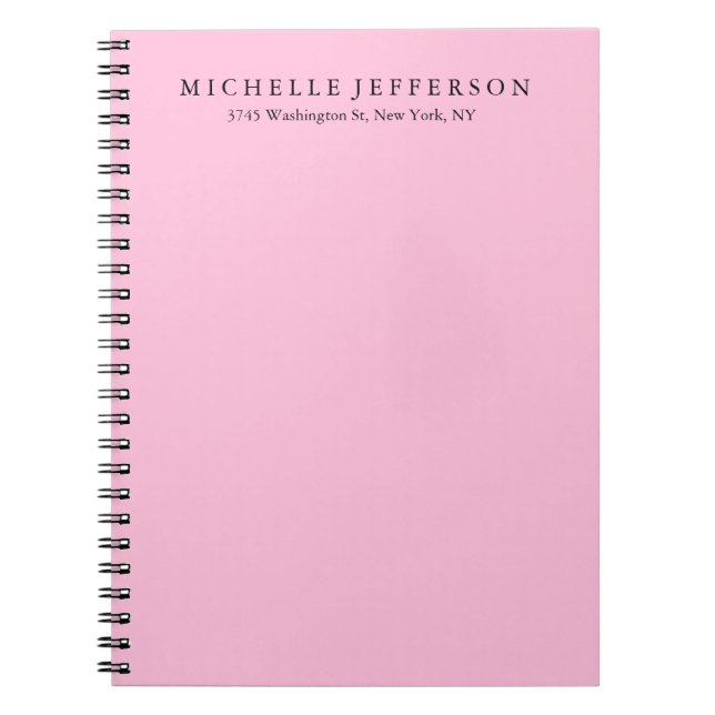 Unique Stylish Modern Elegant Pink Notebook (Front)