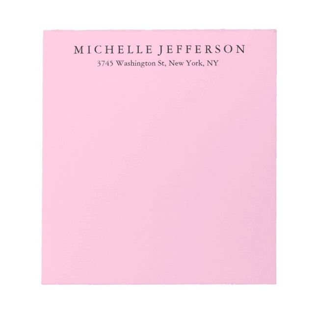 Unique Stylish Modern Elegant Pink Notepad (Front)