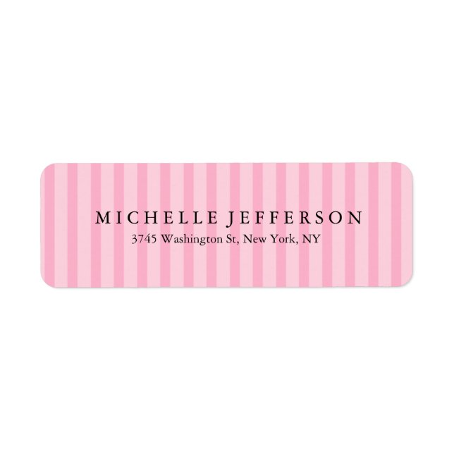 Unique Stylish Modern Elegant Pink Stripes Label (Front)