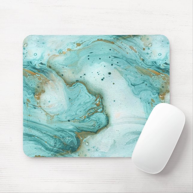 Unique Stylish Modern Marble Swirls Motif Mouse Pad (With Mouse)