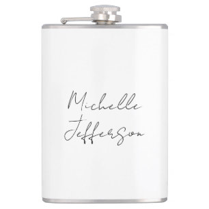 Unique Stylish Modern Plain Calligraphy Add Name Flask