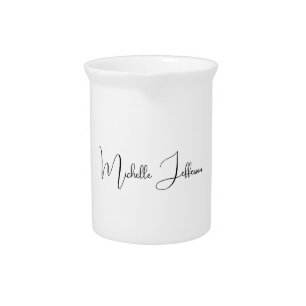 Unique Stylish Modern Plain Calligraphy Beverage Pitcher