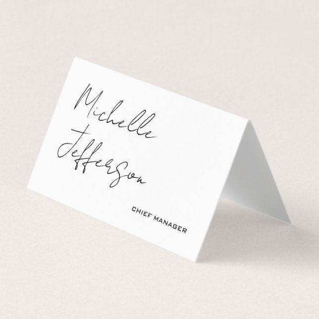 Unique Stylish Modern Plain Calligraphy  Business Card (Front)