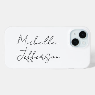 Unique Stylish Modern Plain Calligraphy iPhone 15 Case