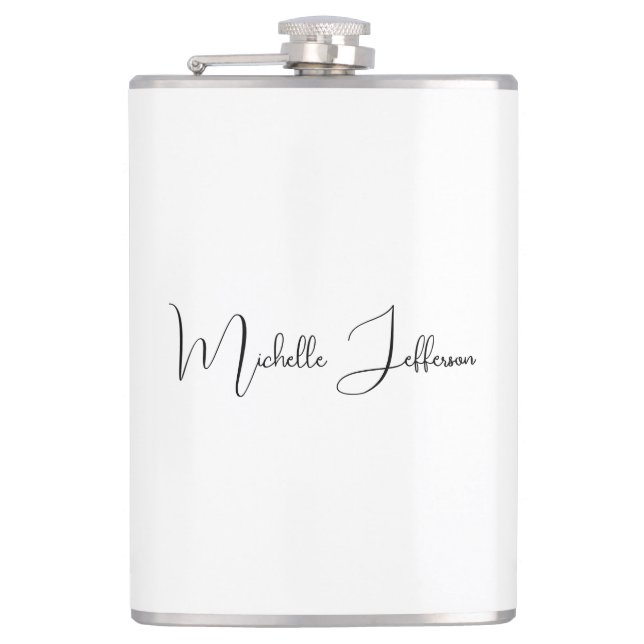 Unique Stylish Modern Plain Calligraphy Flask (Front)