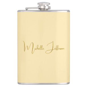 Unique Stylish Modern Plain Calligraphy Gold Color Flask