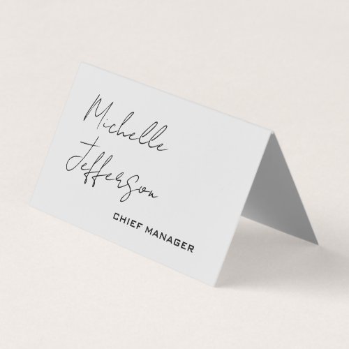 Unique Stylish Modern Plain Calligraphy Grey Business Card