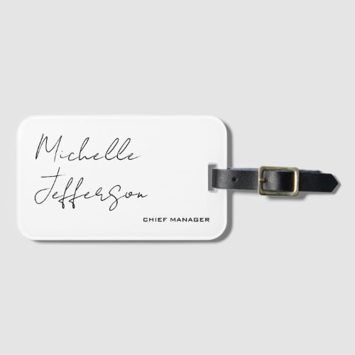 Unique Stylish Modern Plain Calligraphy Luggage Tag