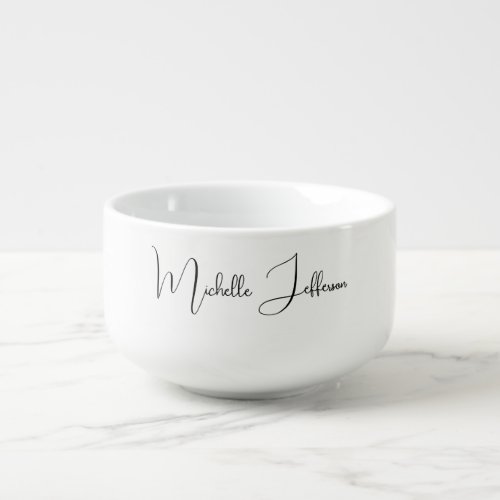 Unique Stylish Modern Plain Calligraphy Soup Mug