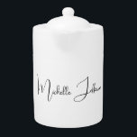 Unique Stylish Modern Plain Calligraphy Teapot<br><div class="desc">Trendy Modern Customize Professional Simple Design.</div>