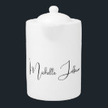 Unique Stylish Modern Plain Calligraphy Teapot<br><div class="desc">Trendy Modern Customize Professional Simple Design.</div>