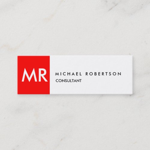 Unique stylish monogram red white modern mini business card