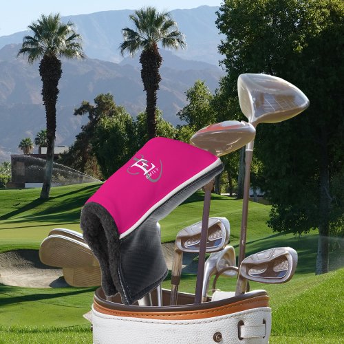 Unique Stylish Monogram Typography Hot Pink Golf Head Cover