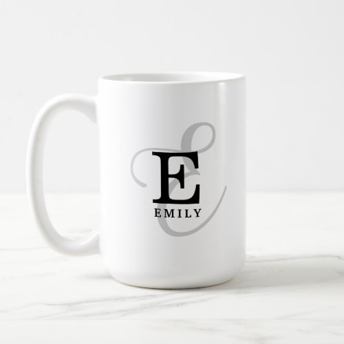 Unique Stylish Name and Monogram Typography Coffee Mug