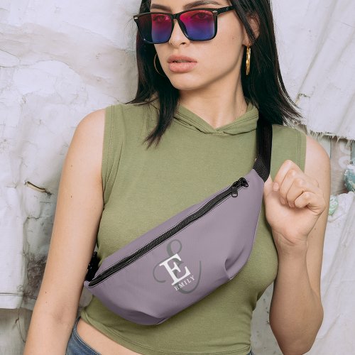 Unique Stylish Name and Monogram Typography Purple Fanny Pack