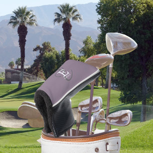 Unique Stylish Name and Monogram Typography Purple Golf Head Cover