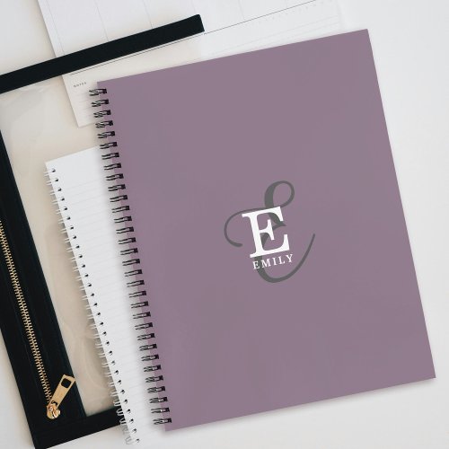 Unique Stylish Name and Monogram Typography Purple Notebook