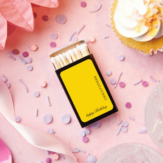 Unique Stylish Personalized Name Cyber Yellow Matchboxes (Insitu)