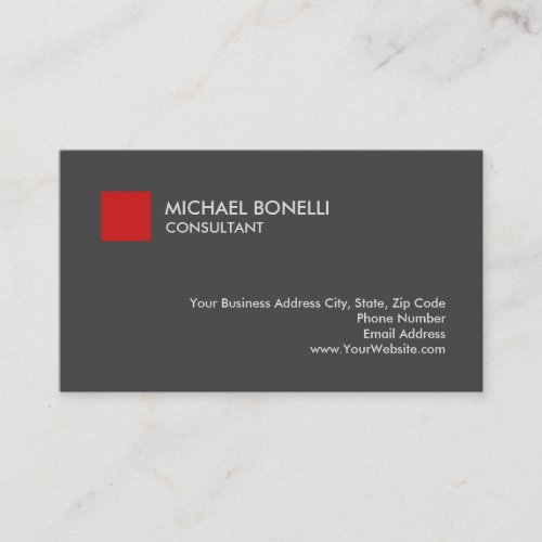Unique Stylish Red Grey Background Consultant Business Card