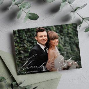 unique stylish script thank you card