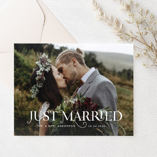 Unique Stylish Text and Photo Just Married Postcard