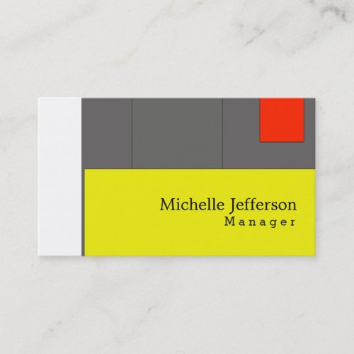 Unique Stylish Yellow Red Grey White Modern Plain Business Card