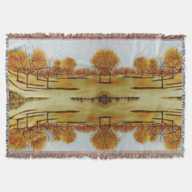 unique stylized picture autumn landscape artwork throw blanket (Front)