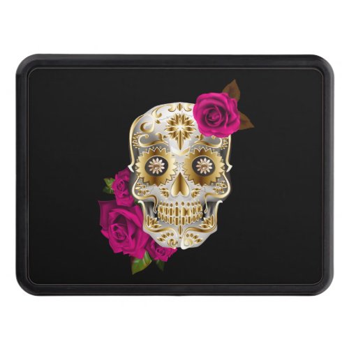 Unique Sugar Skull Day Of The Dead Pink Roses Hitch Cover