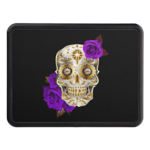 Unique Sugar Skull Day Of The Dead Purple Roses Hitch Cover
