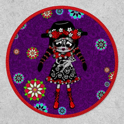 Unique Sugar Skull Girl Day of Dead  by LeahG Patch