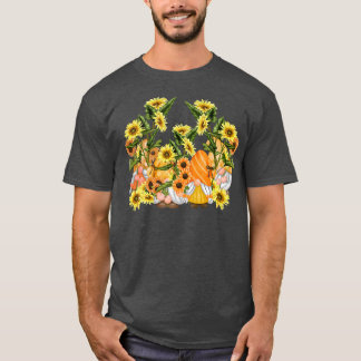 Unique Sunflower Gnome Hippies Floral Graphic ArtT T-Shirt