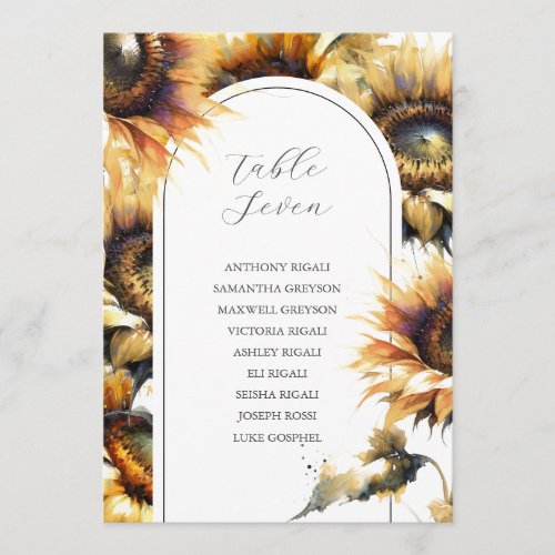 Unique Sunflower Wedding Seating Chart Template