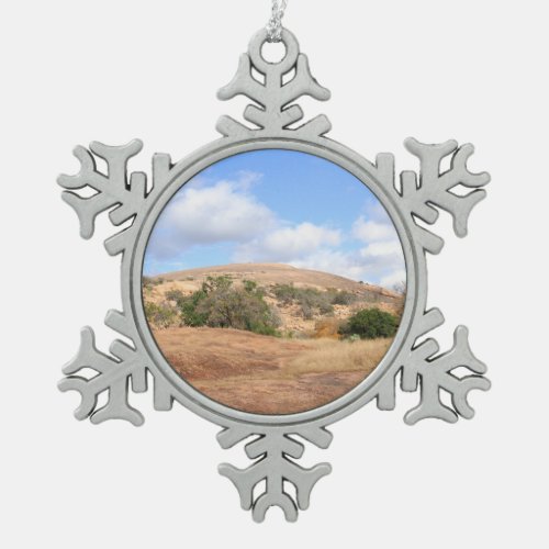 Unique Sunny Texas Enchanted Rock Park Snowflake Pewter Christmas Ornament