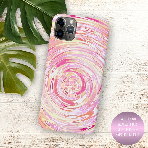 Unique Sunny Yellow Orange Blush Pink Swirl Art iPhone 11 Pro Max Case