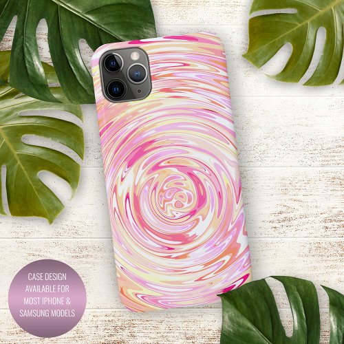 Unique Sunny Yellow Orange Blush Pink Swirl Art iPhone 11Pro Max Case