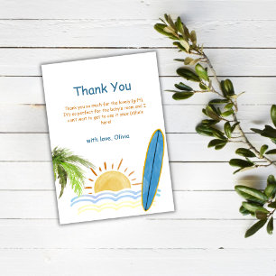 Unique Sunshine Tropical Surfing Baby Shower  Thank You Card