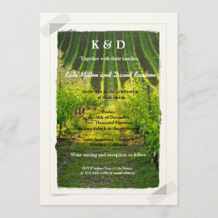 Unique Sunshine Vineyard Winery Wedding Invitation