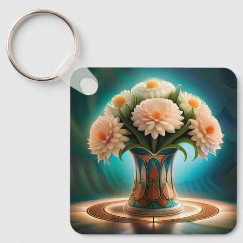 Unique Surreal Floral Art Masterpiece Double_Side Keychain