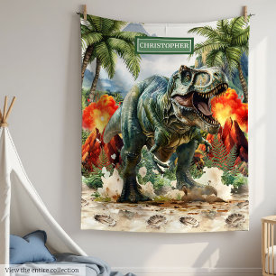 Unique T-Rex Blanket Personalized Name Boys