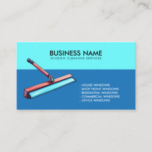Unique Teal and Blue Squeegee Window Cleaning Business Card