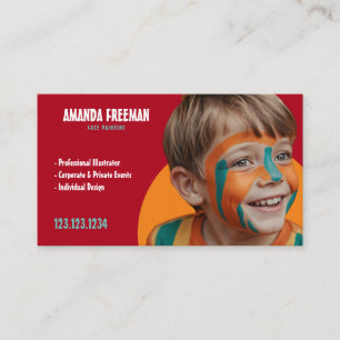 Unique Teal and Red Artist Face Painter Business Card