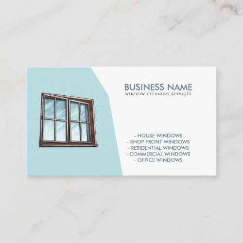 Unique Teal and White Window Cleaning Service Business Card