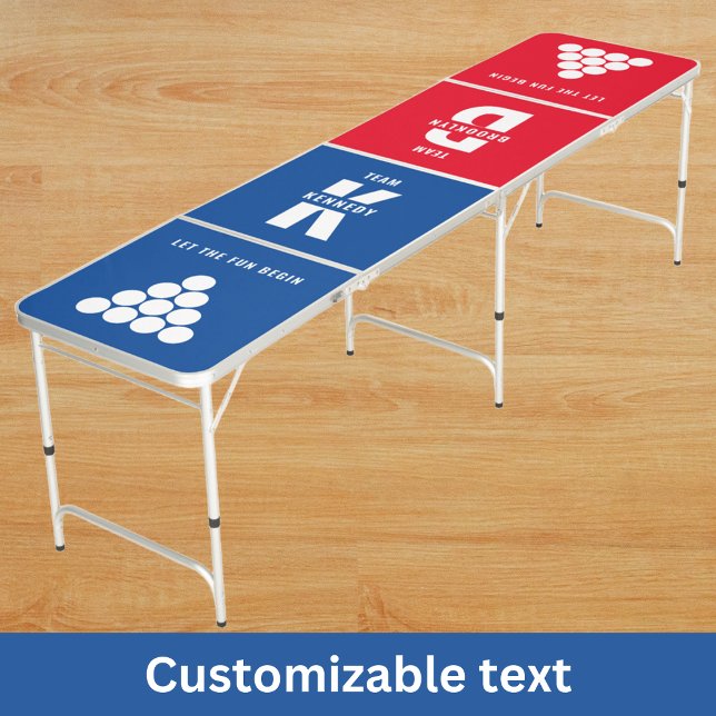 Unique Team Name Monogram Initial Red White Blue Beer Pong Table (Creator Uploaded)