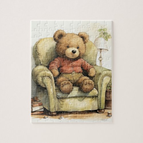 Unique Teddy Bear Illustration Puzzle Jigsaw Puzzle