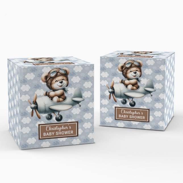 Unique Teddy Bear Pilot Shower Baby Favor Box (Unique Teddy Bear Pilot Shower Baby Favor Box)