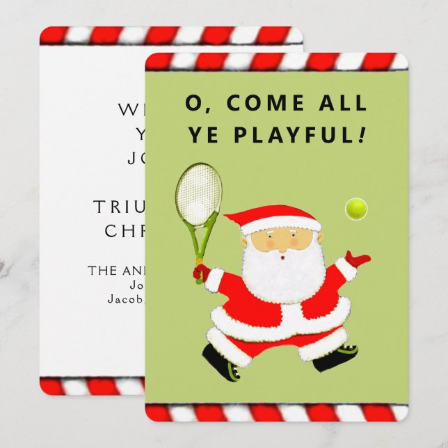 Unique Tennis Christmas Holiday Card (Front/Back)
