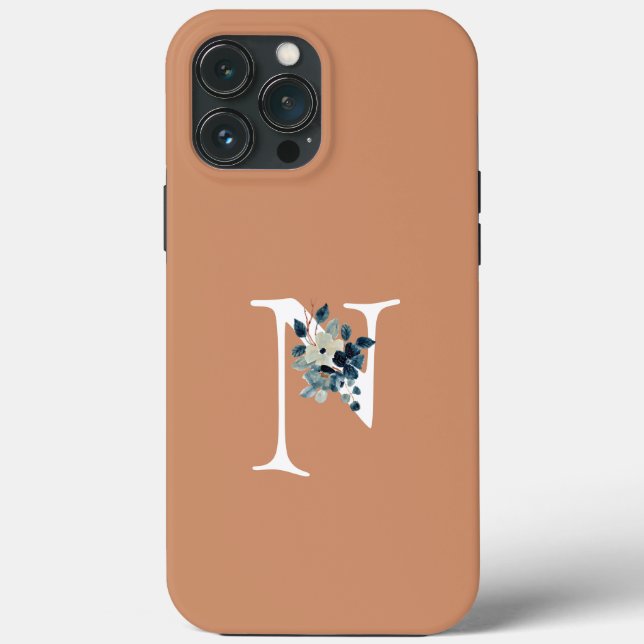 Unique text with cute blue flowers Modern pink Case-Mate iPhone Case (Back)