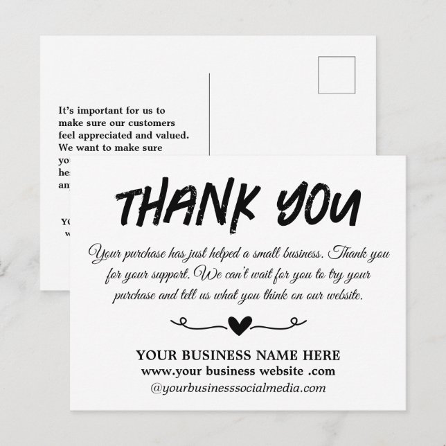 Unique Thank You Business  Postcard (Front/Back)