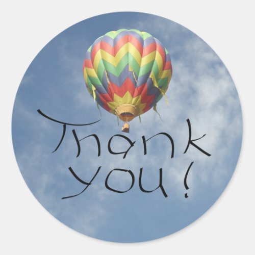 Unique Thank You Text Colorful Hot Air Ballooon Classic Round Sticker