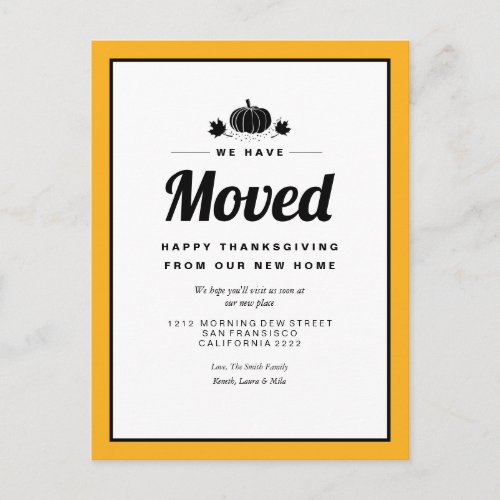 Unique Thanksgiving Holiday Moving Announcement Postcard